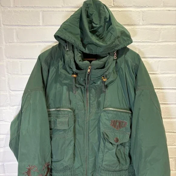 Vintage 90s Bogner Expedition Ski Snowboard Jacket Green Embroidered Men's 42 - Picture 9 of 15